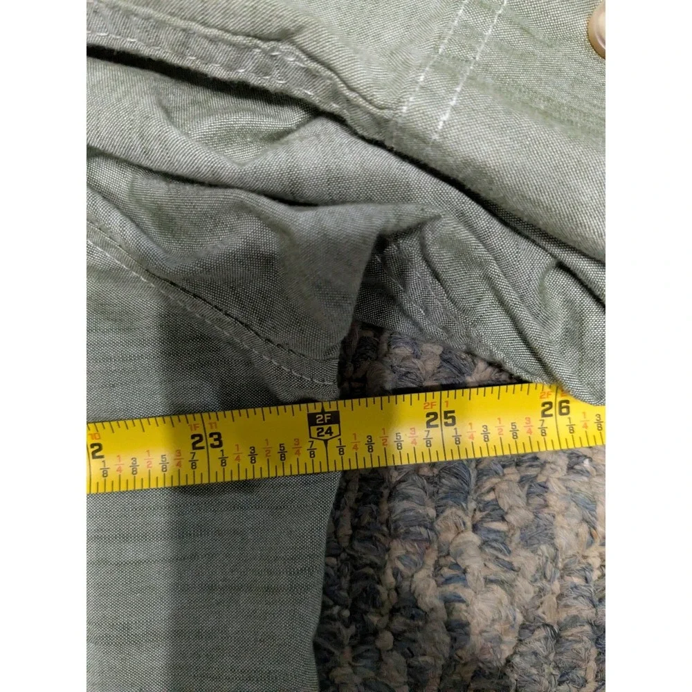 The North Face Mens XL Long Sleeve Button Down Shirt Sage Green Heathered Pocket - Picture 6 of 6